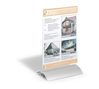 Durable 858819 Presenter Présentoir Porte - Affiche de Table Format A5 Recto/Verso sur Socle Profilé Aluminium + Plaque Acrylique Transparent