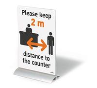 Durable 858919 Presenter Présentoir Porte - Affiche de Table Format A4 Recto/Verso sur Socle Profilé Aluminium + Plaque Acrylique Transparent