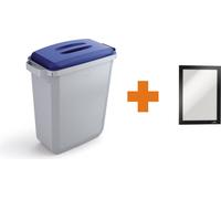 DURABLE Abfallbehälter DURABIN 60l Deckel blau +DURAFRAME A5