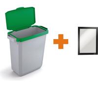 DURABLE Abfallbehälter DURABIN 60L Klappd. grün+DURAFRAME A5