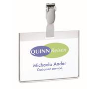 Durable Badge fermé à clip - 60 x 90 mm - Transparent - Lot de 25