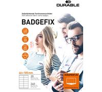 DURABLE Badges adhésifs BADGEFIX Visibilité + 46x105 mm, 240 pc, Blanc, 836302