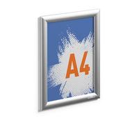Durable Cadre clipsable étanche Outdoor A4 en aluminium, Argent, 506123 | Porte-affiche mural étanche IPX4, film PET anti-UV, portrait ou paysage, affichage extérieur, zones humides, commerce, hôtel
