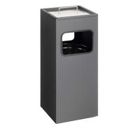 Poubelle d'accueil rectangulaire avec cendrier 17 litres - Gris Foncé