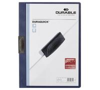 Durable Chemise à clip Duraquick A4, 20 pièces, Bleu foncé, 227007 | Protège-documents A4 en plastique, pince résistante, largeur 228 mm, idéal pour bureau et école, Made in Germany