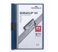 DURABLE - Chemise de présentation DURACLIP - Protège documents - Pour documents A4 - Avec clip en acier - Capacité 60 feuilles - Bleu foncé - Sachet de 5 pièces - 223807