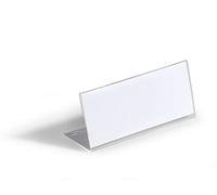 Durable Chevalet Porte-Noms Incliné, 61 x 150 mm, 10 pièces, transparent | Plaque signalétique de table en acrylique robuste, pour conférences, réceptions et vitrines de vente