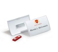 Durable Click Fold Badge nominatif avec aimant 54 x 90 mm - Transparent - Boîte de 10