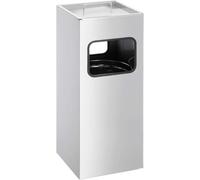 Poubelle d'accueil rectangulaire avec cendrier 17 litres - Argent