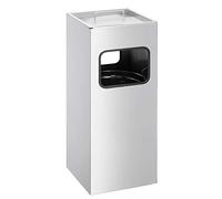 Poubelle d'accueil rectangulaire avec cendrier 17 litres - Argent