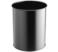 DURABLE - Poubelle bureau - Corbeille à papier - 15L - Ronde - En acier résistant aux rayures - Idéal pour les bureaux, hôtels - Noir - 1 pièce - 330101
