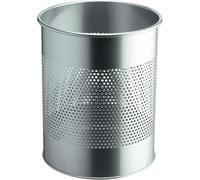 Corbeille à papiers acier perforé finition laqué, 15 litres gris alu Gris G