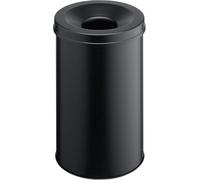 Durable Corbeille à papier ronde anti-feu, 30L, Noir, acier, 330601 | Poubelle de bureau, couvercle étouffoir, revêtement époxy polyester, résistant aux rayures, 1 pièce, Made in Germany