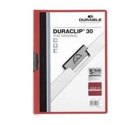 Durable Duraclip 30 Protège Documents Pvc Rouge Et Transparent