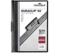 Durable Chemise à clip DURACLIP 220901 – PVC A4 60 feuilles noir/transparent, boîte 25
