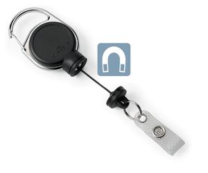 Durable Enrouleur pour badge - Clip en métal ultra puissant - 60 cm - Noir
