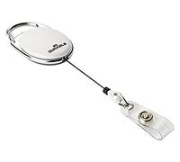 Porte-carte avec enrouleur 'STYLE', oval, blanc
