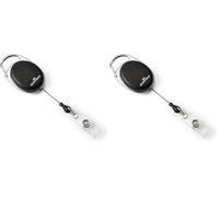 Durable - enrouleur Style pour Porte-Badge - Lannière Bouton Pression - 1 Unité 895801 Noir (Lot de 2)