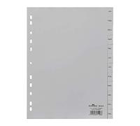 DURABLE Intercalaires A4 6514 - Lot de 12, polypropylène gris, index mensuel, 215/230 x 297 mm