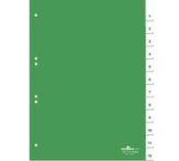 Durable 621005 Intercalaires Format A4 12 Touches Numériques - Onglets Soudés et Insertions 1-12 - Page de Garde - Perforations Universelles - PVC Rigide Coloris Vert