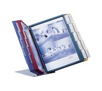 Durable Kit complet présentoir de table - support en tôle d'acier en forme de L - avec 20 pochettes de différents coloris, avec cavaliers longueur 58 mm - jeu de pochettes transparentes