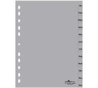 DURABLE Hunke & Jochheim Lot de 12 intercalaires en polypropylène Gris Format A4 215/230 x 297 mm