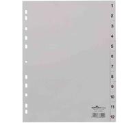Intercalaires A4 polypropylène gris Durable 12 onglets numériques - 1 jeu