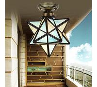 Durable Méditerranéen Creative Wind Industry Pentagonal Stars Plafonnier Porche Allée Couloir Balcon Lumières American Home Lampes Lustre Abat-Jour de Lustre (Couleur: Bleu Clair), Couleur: Lumière B
