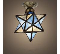 Durable Méditerranéen Creative Wind Industry Pentagonal Stars Plafonnier Porche Allée Couloir Balcon Lumières American Home Lampes Lustre Abat-Jour de Lustre (Couleur: Bleu Clair), Couleur: Lumière B