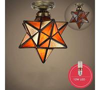 Durable Méditerranéen Creative Wind Industry Pentagonal Stars Plafonnier Porche Allée Couloir Balcon Lumières American Home Lampes Lustre Abat-Jour de Lustre (Couleur: Bleu Clair), Couleur: Lumière B