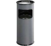 DURABLE Corbeille à papier 333058 – ronde métal 17 L avec cendrier – anthracite