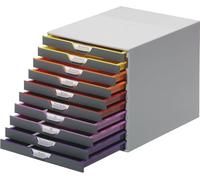 Durable Module de Classement Varicolor 10, multicolore, ABS, 761027 | Casier de rangement bureau, pour documents A4+, 10 tiroirs, plastique ABS haute qualité, 280 x 292 x 356 mm, Made in Germany