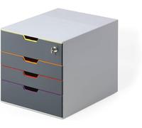 Durable Module de Classement Varicolor 4 Safe, tiroir verrouillable, 760627 | Casier de rangement bureau, pour documents A4+, 4 tiroirs, tiroir verrouillable, 280 x 292 x 356 mm, Made in Germany