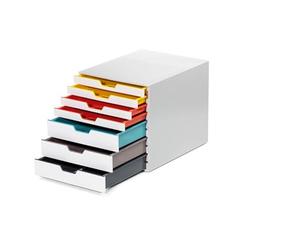 Durable Module de classement Varicolor Mix 7, multicolore, ABS, 762727 | Casier de rangement bureau, 3 grands et 4 petits tiroirs coulissants, documents A4+, folio et enveloppes, Made in Germany