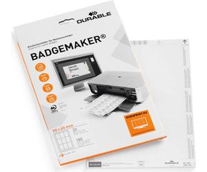 DURABLE Planches d‘insertions BADGEMAKER® 90x60 mm, 180 pc, Blanc, 145702