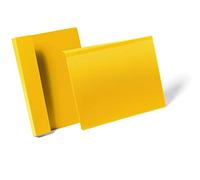 DURABLE - Pochette à suspendre - Pochette logistique - Pochette porte-documents - Format A4 paysage - Pour rebords de cartons, boîtes - Avec pli de serrage - Jaune - Boîte de 50 pièces - 172304