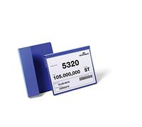 DURABLE - Pochette à suspendre - Pochette logistique - Pochette porte-documents - Format A5 paysage - Pour rebords de cartons, boîtes - Avec pli de serrage - Bleu foncé - Boîte de 50 pièces - 172207