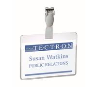 DURABLE Pochette porte-badge semi ouverte - 60 x 90 mm - Avec clip rotatif - Transparent - Boîte de 25