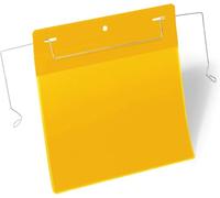 DURABLE - Pochette porte-document - Pochette logistique - Avec fil de suspension - Format A5 paysage - Fixation sur conteneurs de transports, grillages - Jaune - Boîte de 50 pièces - 175204