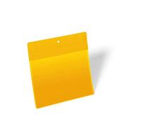 DURABLE Pochette magnétique A5 paysage – aimant néodyme pour surfaces métalliques, jaune, boîte 10