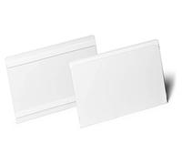 Durable Pochettes adhésives Hard Cover A4 paysage, 210 x 148 mm, 118319 | Porte-étiquette transparent, film PET rigide, ouverture 3 côtés, bord biseauté, boîte de 10, Made in Poland