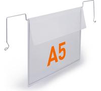 DURABLE Pochettes fil de suspension avec rabat A5 paysage PP, 50 pc, Transparent, 118719