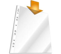 DURABLE - Pochettes plastiques A4 - Pochettes plastiques perforées A4 - pour document A4 - Perforations Universelles - Ouverture par le haut - 11 trous - 48 Microns - Sachet de 40 pièces - 267319