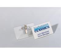 DURABLE Porte-badge avec pince combi - 40 x 75 mm - À épingler ou clipser - Transparent - Boîte de 50