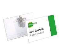 DURABLE Porte-badge 8101 90 x 54 mm transparent, pince combi (clip & épingle) – Boîte de 50