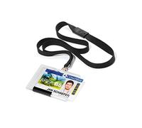 Durable - Porte-badge de sécurité rigide Push Box - Avec tour de cou SOFT noir - Pour 1 carte - Format 54 x 87 mm - Boite de 10 - 892701