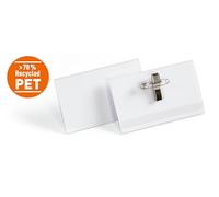 DURABLE - Porte-badge horizontal - Badge plastique 54 x 90 mm - Badge nominatif transparent - Avec épingle/pince - Badges visiteur, écoles, entreprises - Transparent - 50 pièces - 824219