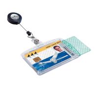 DURABLE Porte-badges d'accès fermé Transparent - Pour 2 cartes 54 x 85 mm - Avec clip sécurité double à enrouleur - Boîte de 10