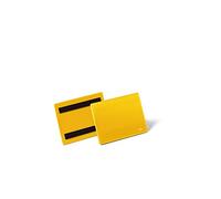 DURABLE - Porte étiquette - Porte étiquette magnétique - Pochette porte-étiquette - Pour surfaces métalliques - Format A6 paysage - 148 x 105 mm - Jaune - Boîte de 50 pièces - 175604