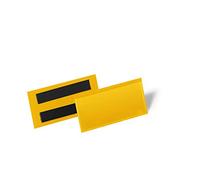 DURABLE - Porte étiquette - Porte étiquette magnétique - Pochette porte-étiquette - Pour surfaces métalliques - 100 x 38 mm - Jaune - Boîte de 50 pièces - 174104